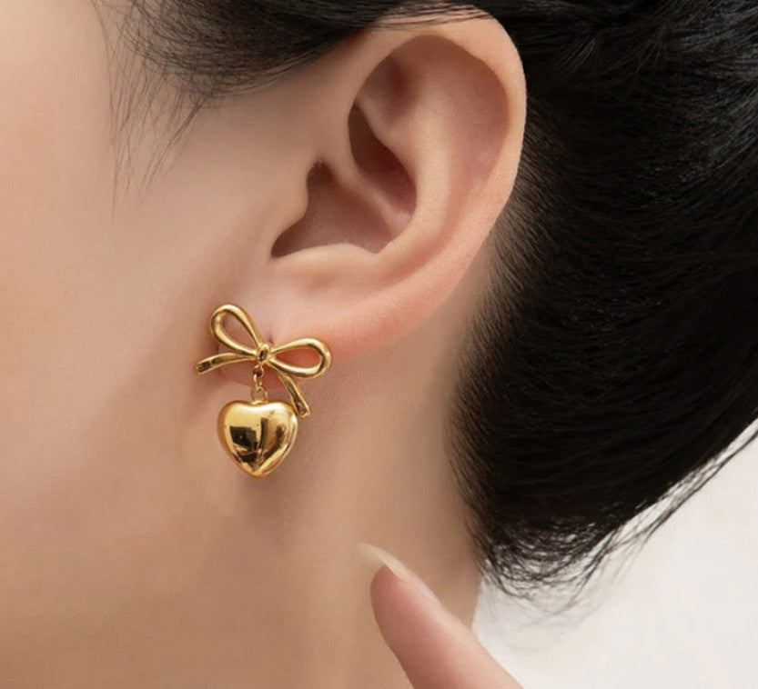 Bow-Heart Themed Earrings