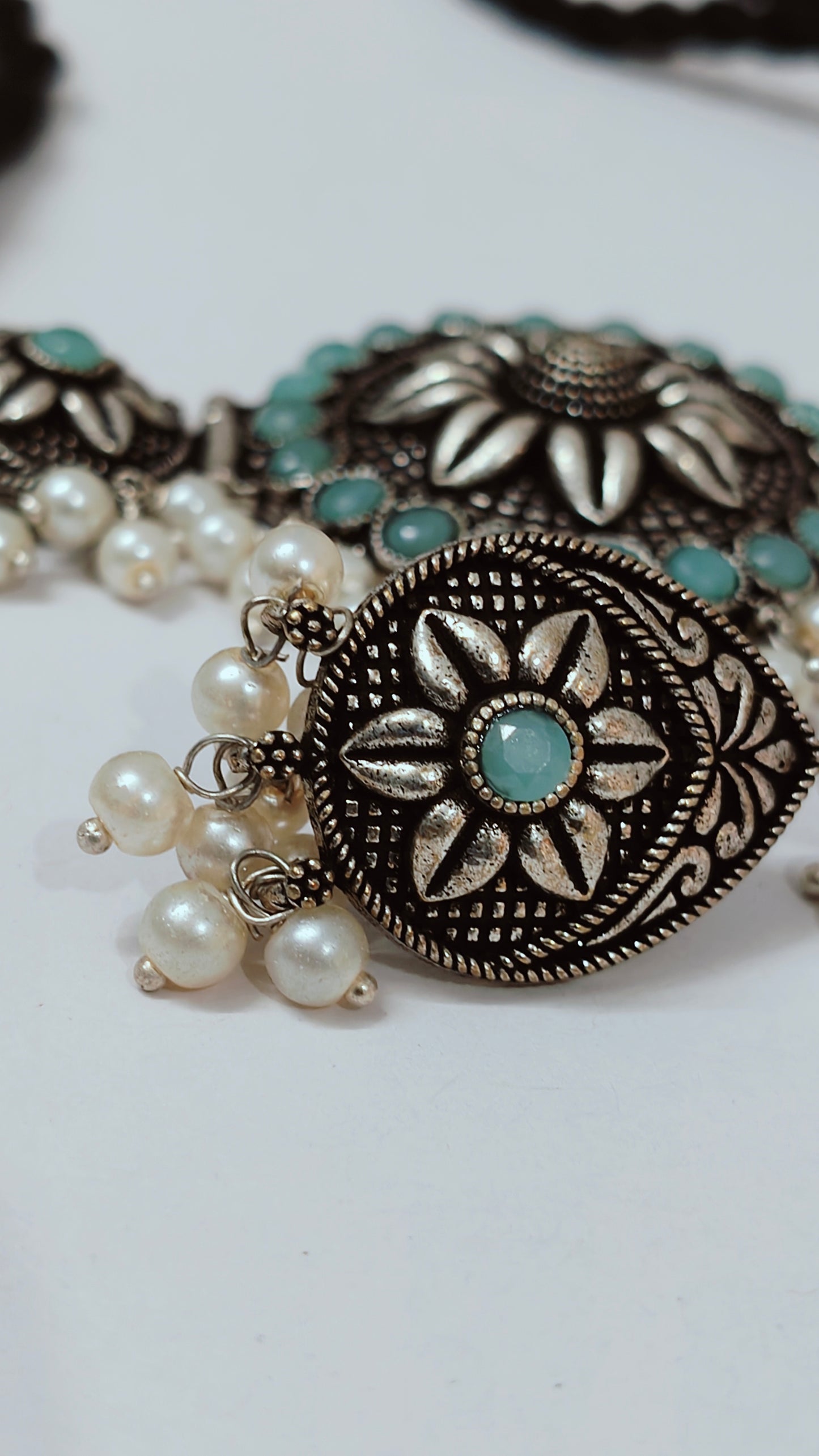 Choker set with earrings ,nose pin