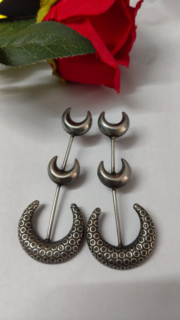 Silver Oxidized Earrings