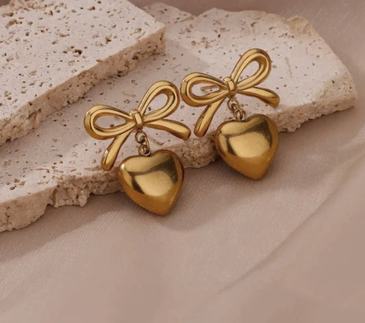 Bow-Heart Themed Earrings