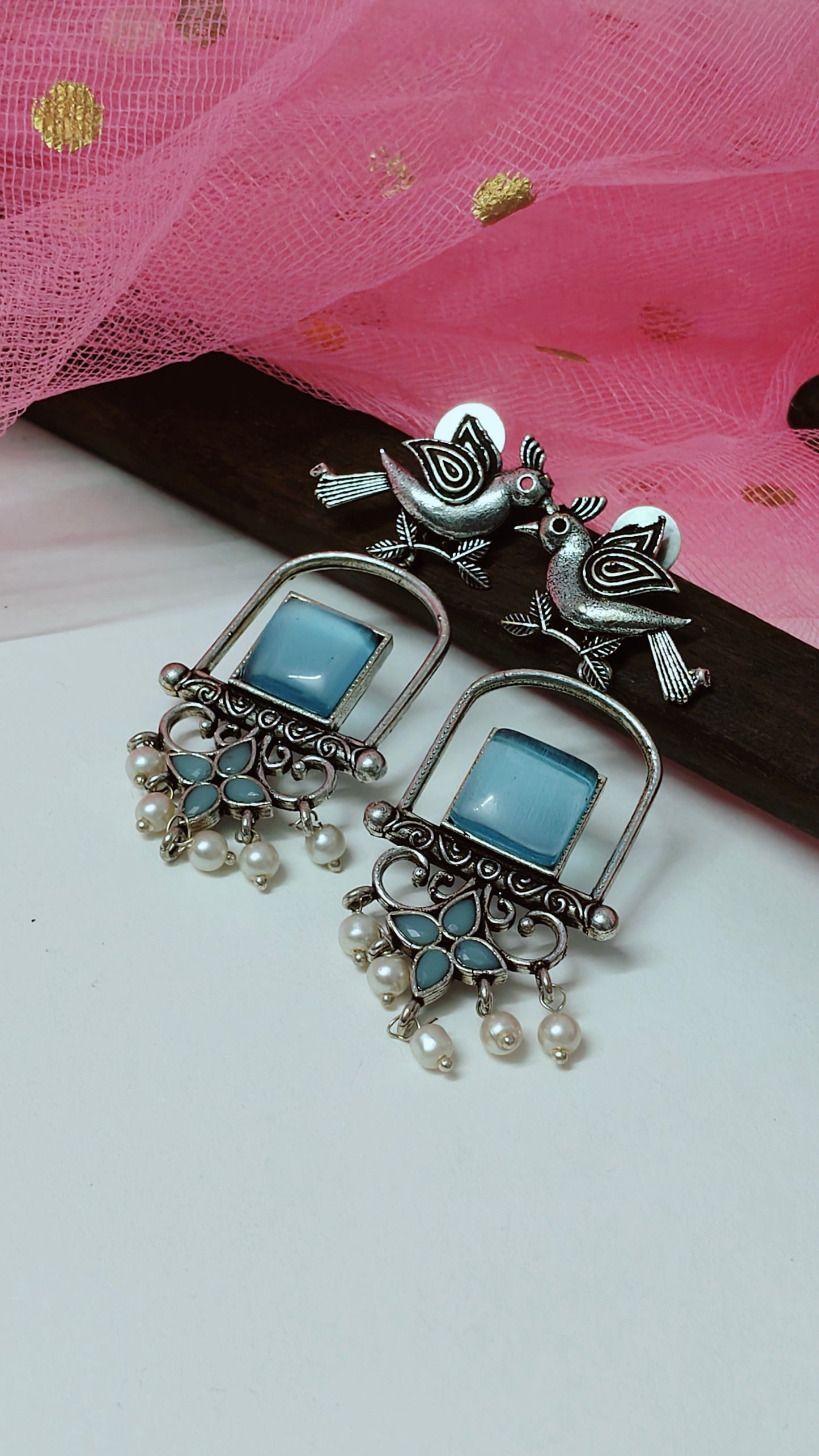 Bird Dangler With Monalisa Stone(Aqua)