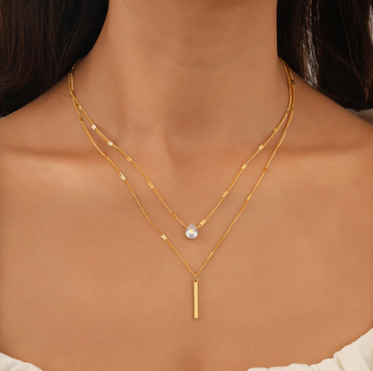 Dot Double layer  necklace-Anti tarnish
