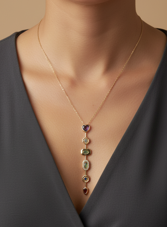 Long studded Chain Pendant