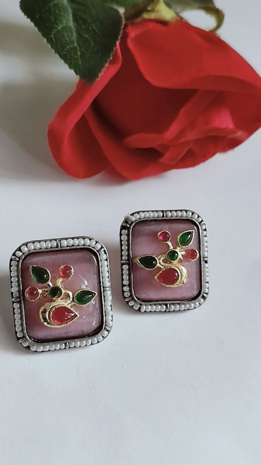 Pachi Kundan Stud Pink