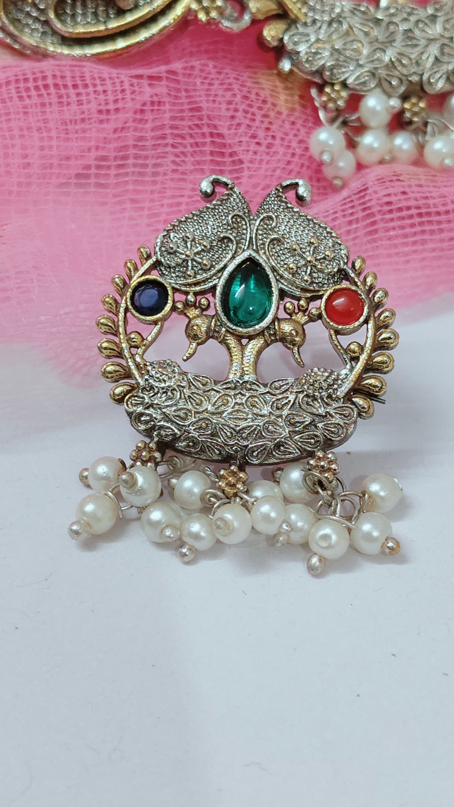 Dual tone Peacock necklace
