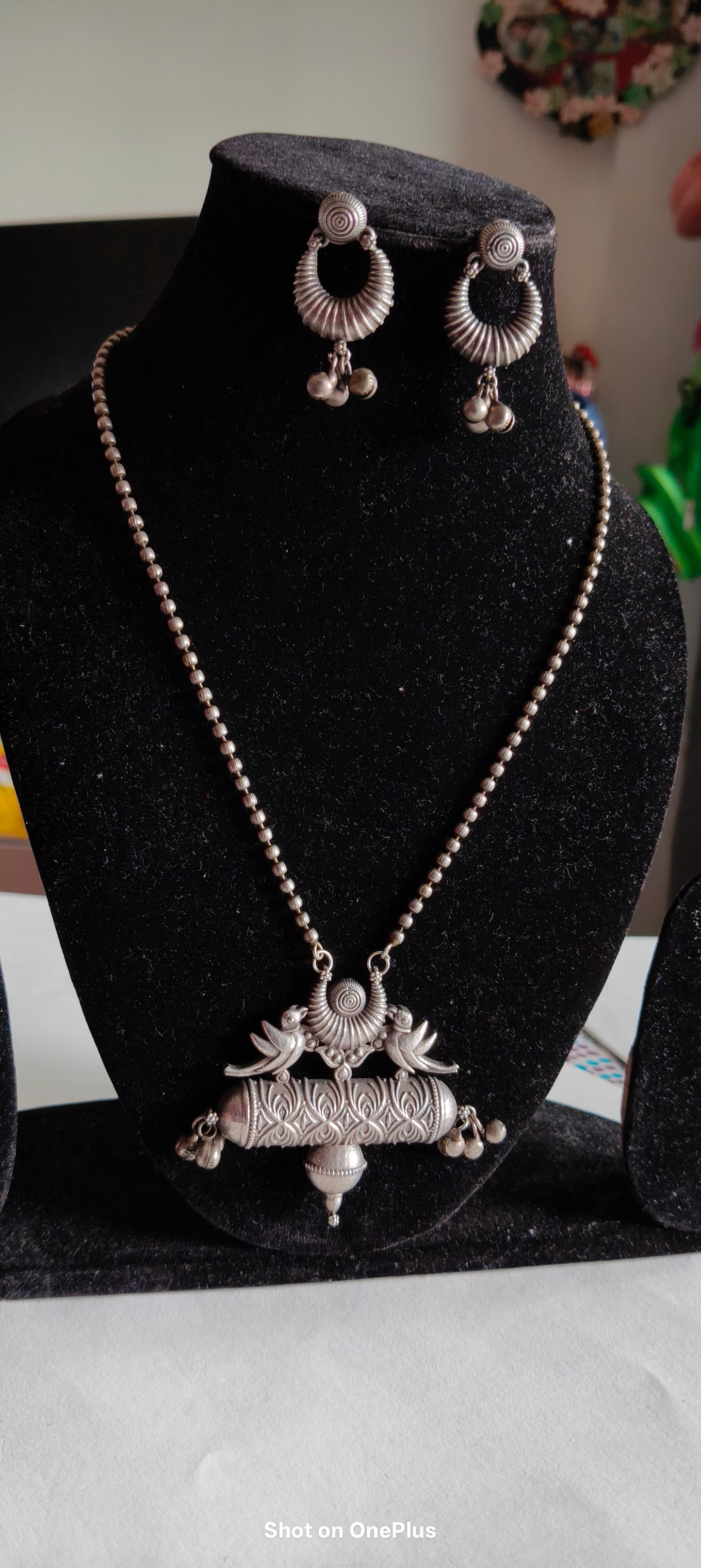 Silver Oxidized Necklace  set(Elephant) (Peacock)