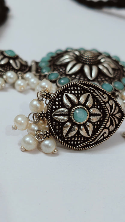 Choker set with earrings ,nose pin