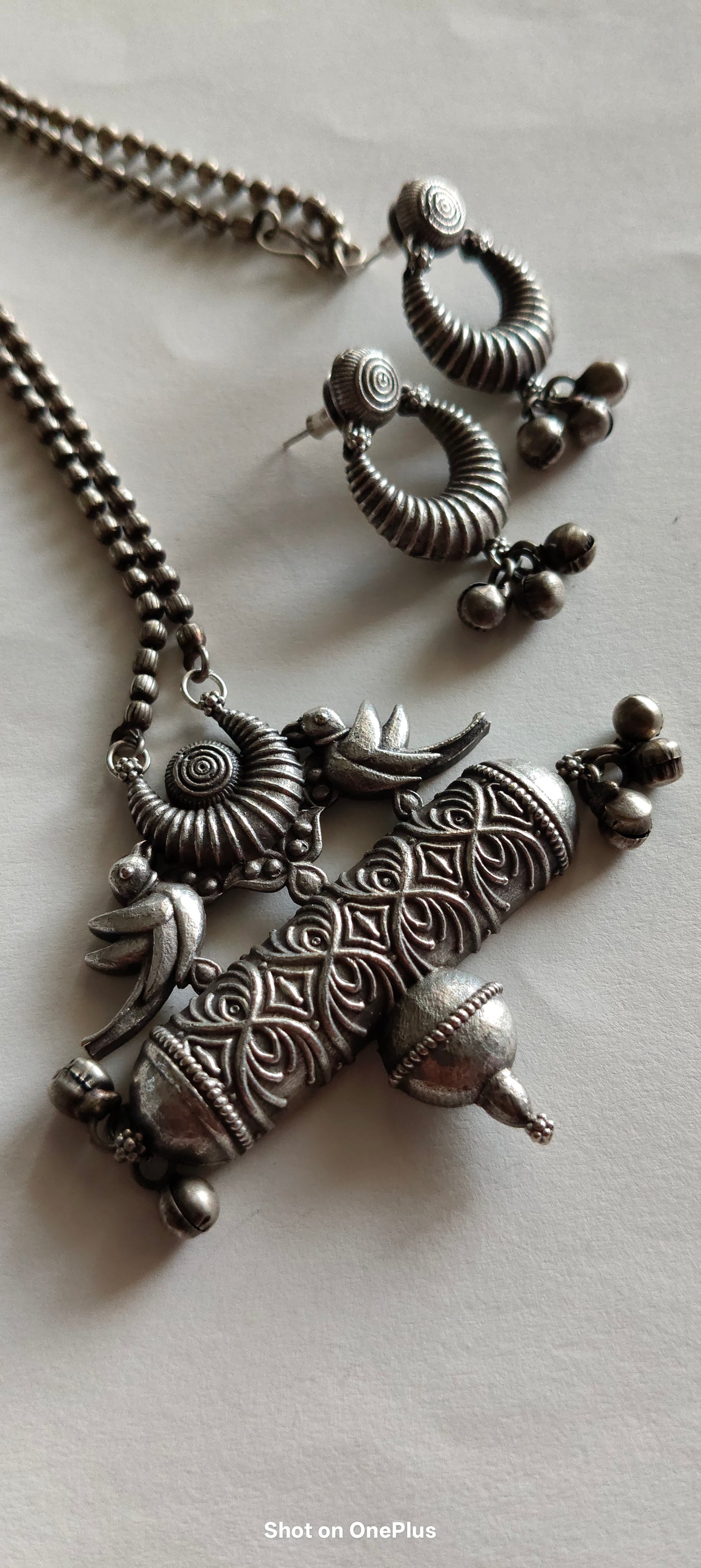 Silver Oxidized Necklace  set(Elephant) (Peacock)