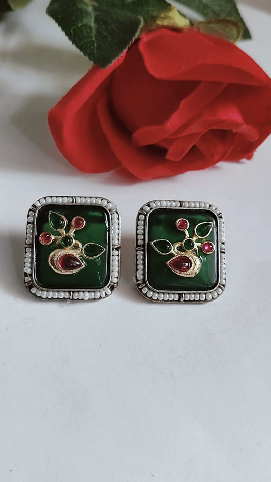 Pachi Kundan Stud Green