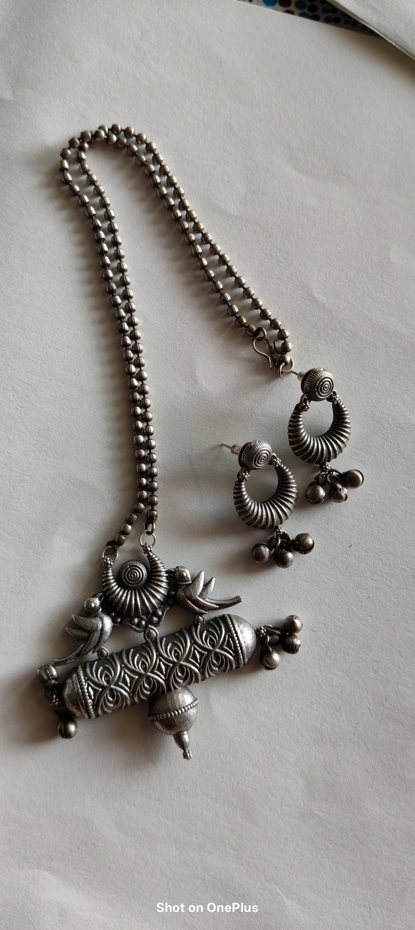 Silver Oxidized Necklace  set(Elephant) (Peacock)