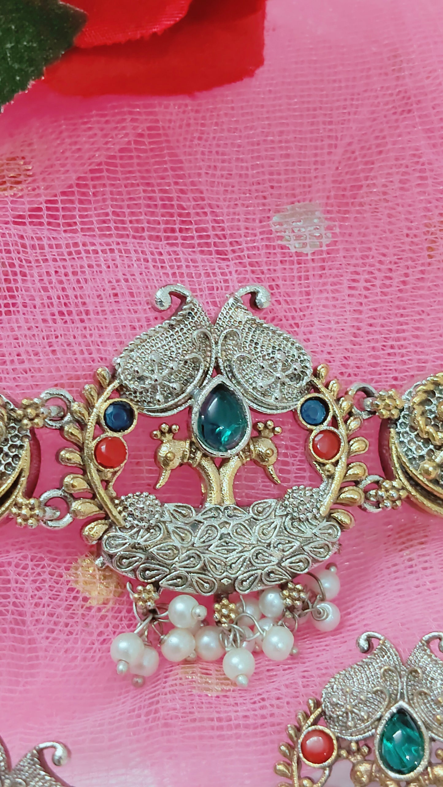 Dual tone Peacock necklace