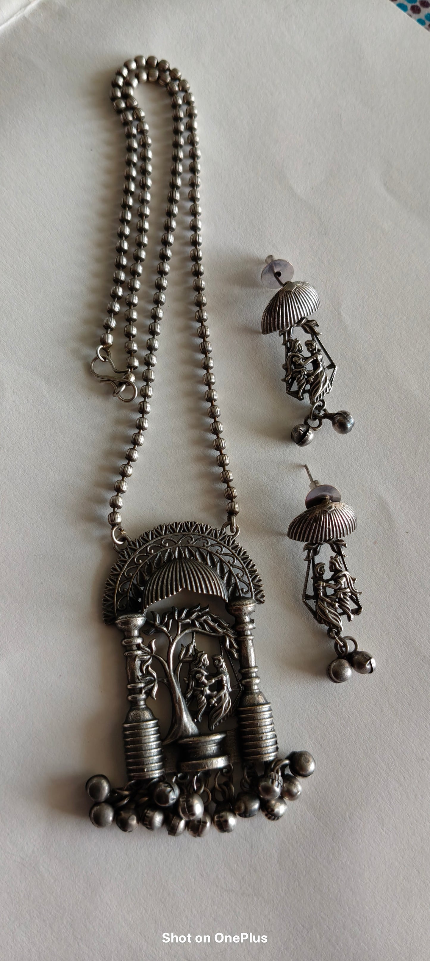 Silver Oxidized Necklace  set(Elephant) (Trees)