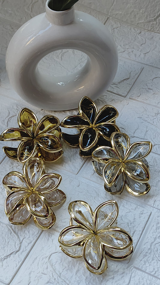 Hair Flower Claw (Size : Big,Qty:1, Color may vary, Design : transparent )