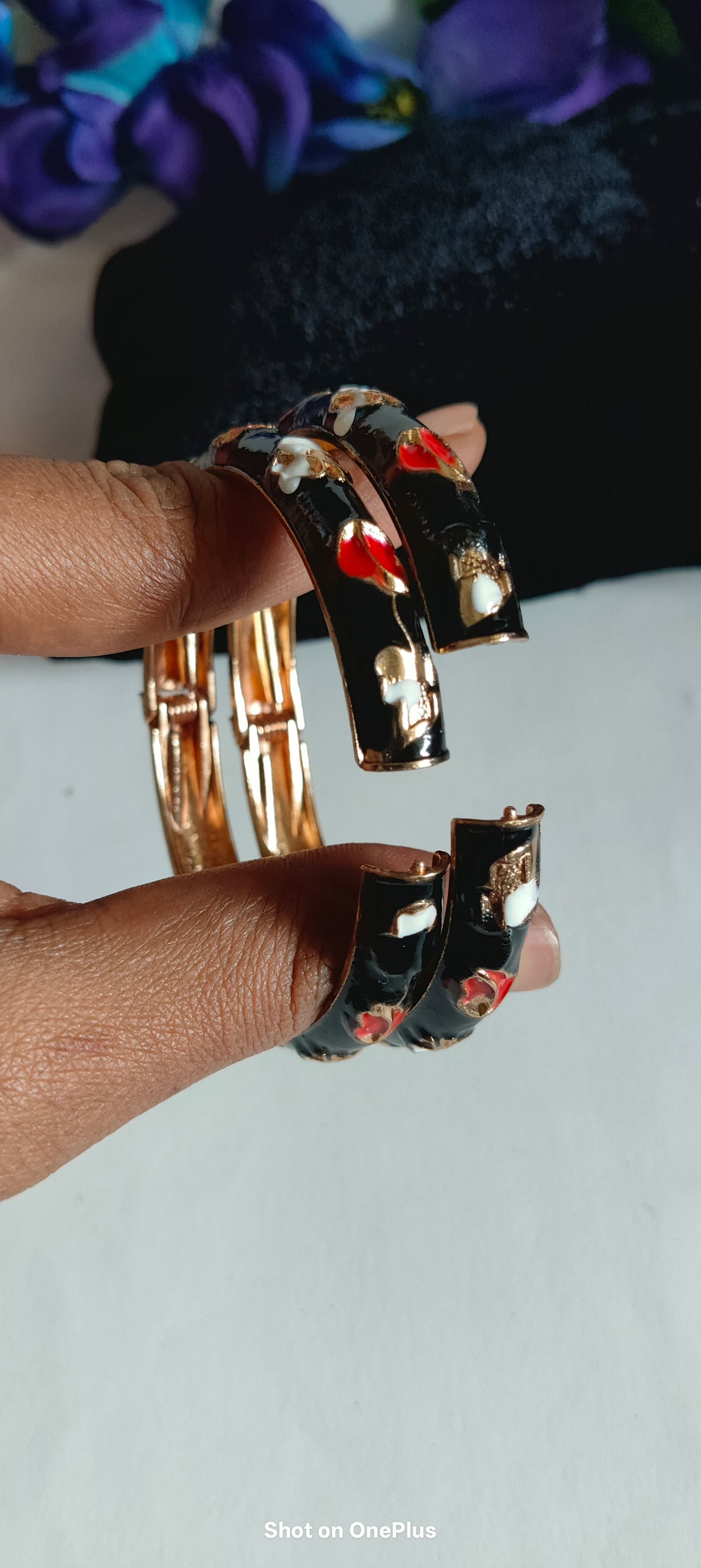 Black Meenakari Kada(Pair) | Waterproof | 001