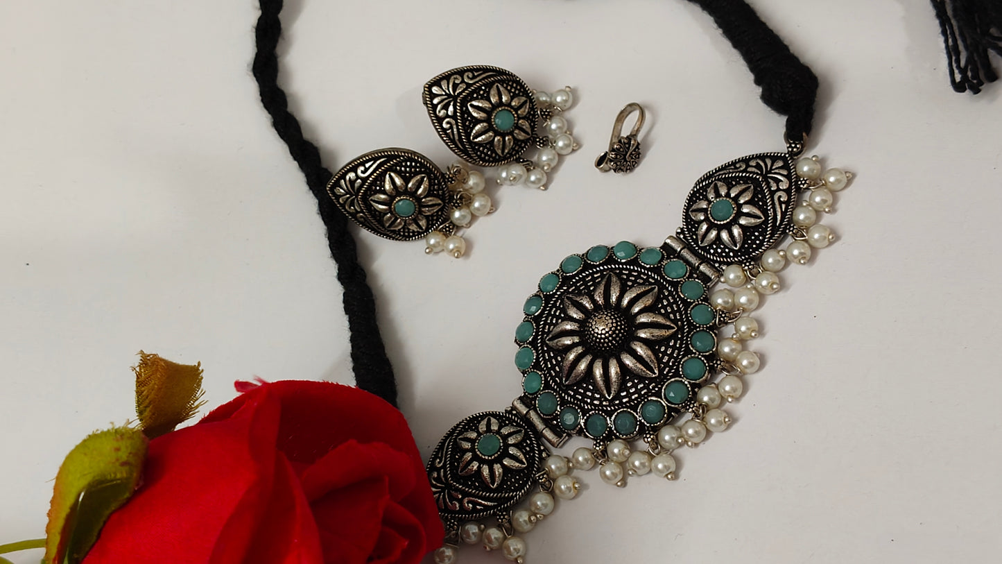 Choker set with earrings ,nose pin