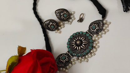 Choker set with earrings ,nose pin