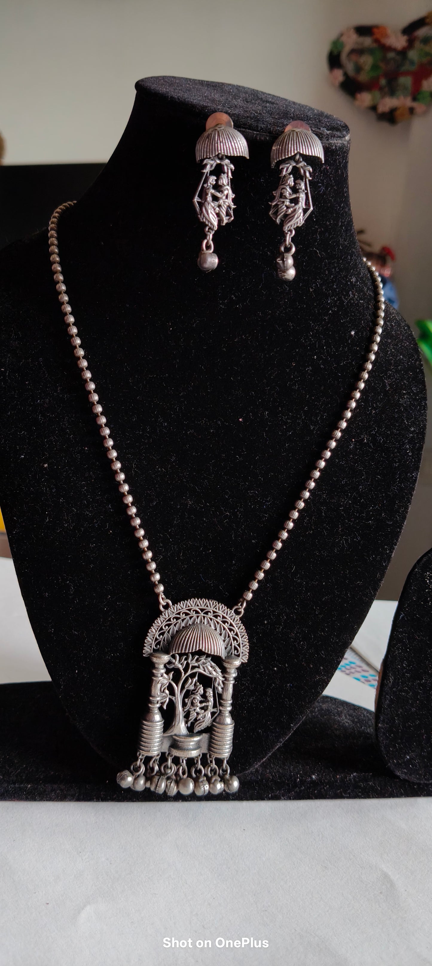 Silver Oxidized Necklace  set(Elephant) (Trees)