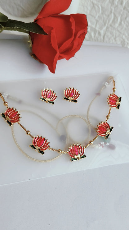 Lotus Set with Studs(pink)